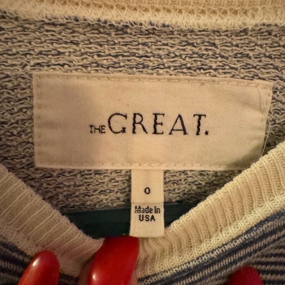 THE GREAT. Blue and Cream Striped Top - Picture 2 of 3